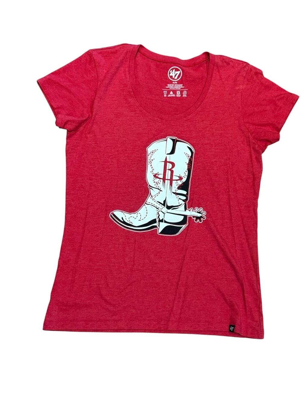 Houston Rockets 47 Women's Red Graphic Boot Tee Womens Medium